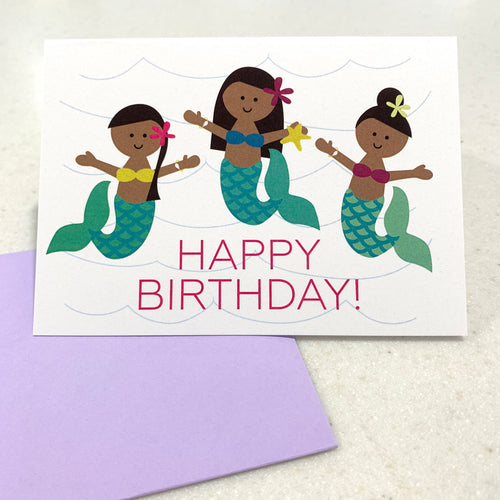 MADE IN HAWAII - Mermaid Happy Birthday - Single Notecard with Envelope