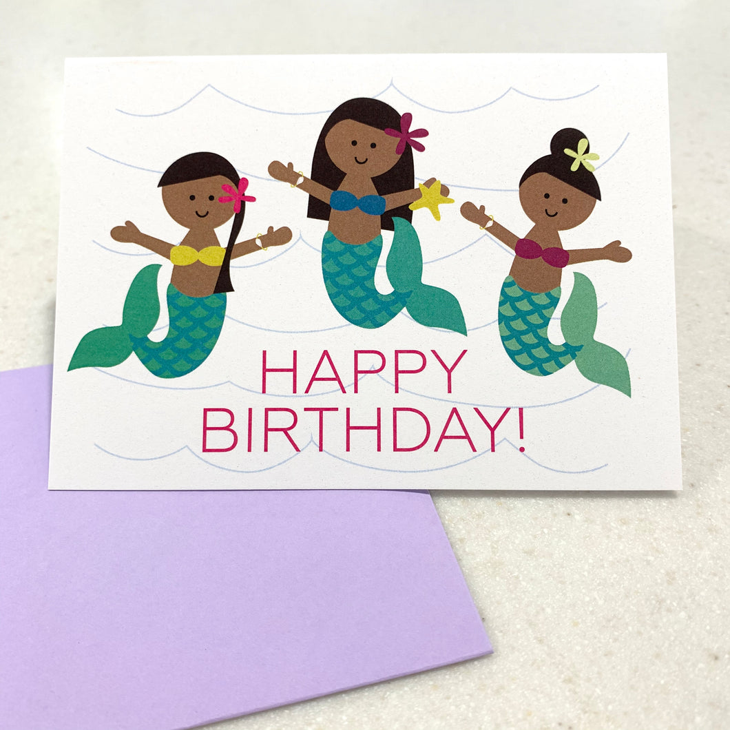 MADE IN HAWAII - Mermaid Happy Birthday - Single Notecard with Envelope