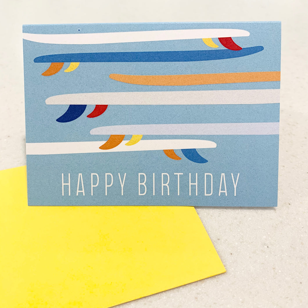 MADE IN HAWAII - Longboard Happy Birthday - Single Notecard with Envelope