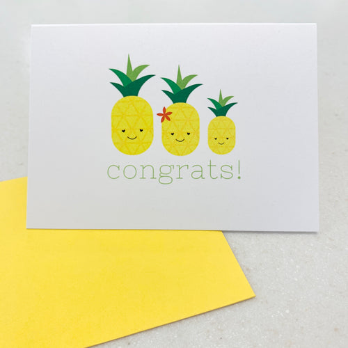 MADE IN HAWAII - Congrats Baby Pineapple - Single Notecard with Envelope