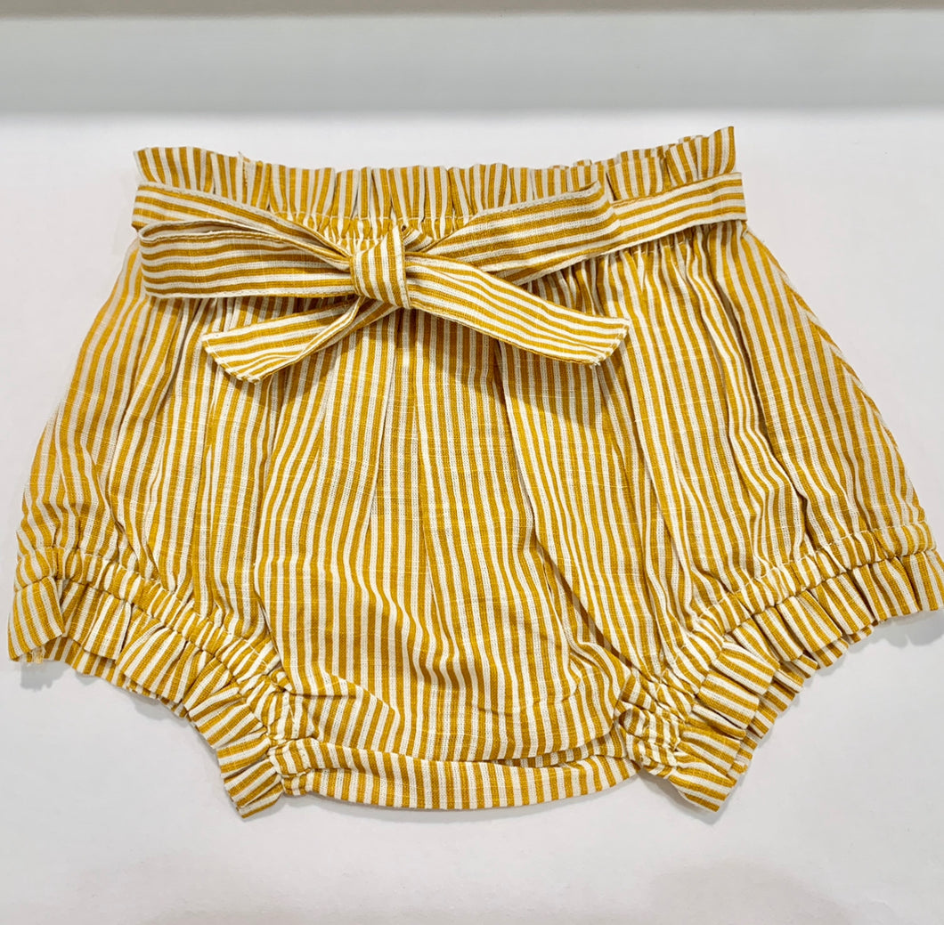 Mustard Stripe Bloomer / Short with Ties