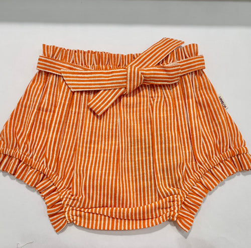 3-6mos - Orange Stripe Bloomer / Short with Ties