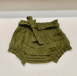 3-6mos - Olive Bloomer / Short with Ties