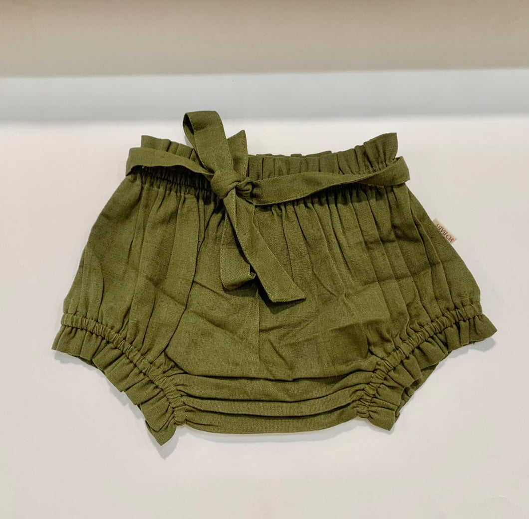 Olive Bloomer / Short with Ties