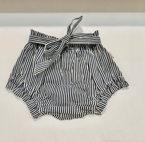 0-3mos, 6-9mos - Navy Stripe Bloomer / Short with Ties