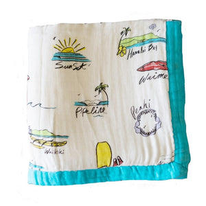 Surf Report Hawaiian Bamboo and Cotton blend Quilt