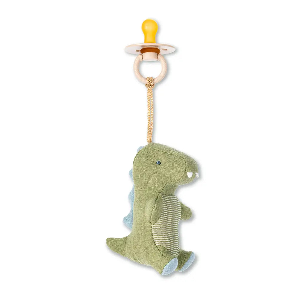 Bitzy Pal Natural Rubber Pacifier & Stuffed Animal - Dino