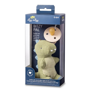 Bitzy Pal Natural Rubber Pacifier & Stuffed Animal - Dino