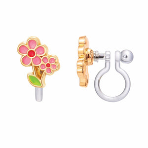 Little Pink Flower Clip on Earrings