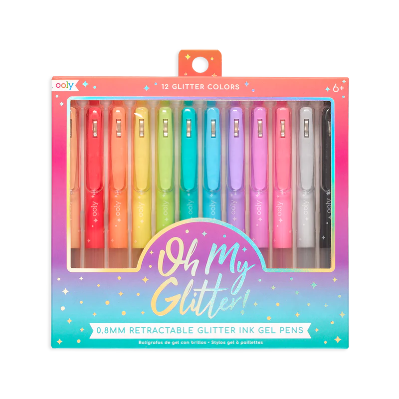 Oh My Glitter! Retractable Glitter Ink Gel Pens - Set of 12