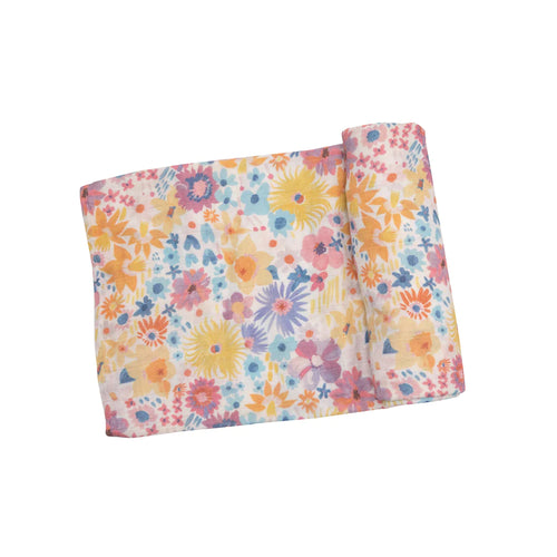 Painty Bright Floral Swaddle Blanket