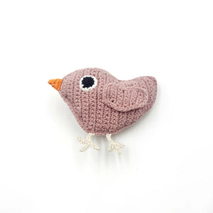 Dusty Pink Little Bird Crochet Rattle Plushie
