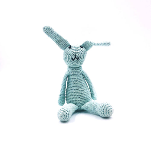 My First Teal Bunny Crochet Rattle Plushie