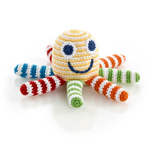 Rainbow Octopus Crochet Rattle Plushie
