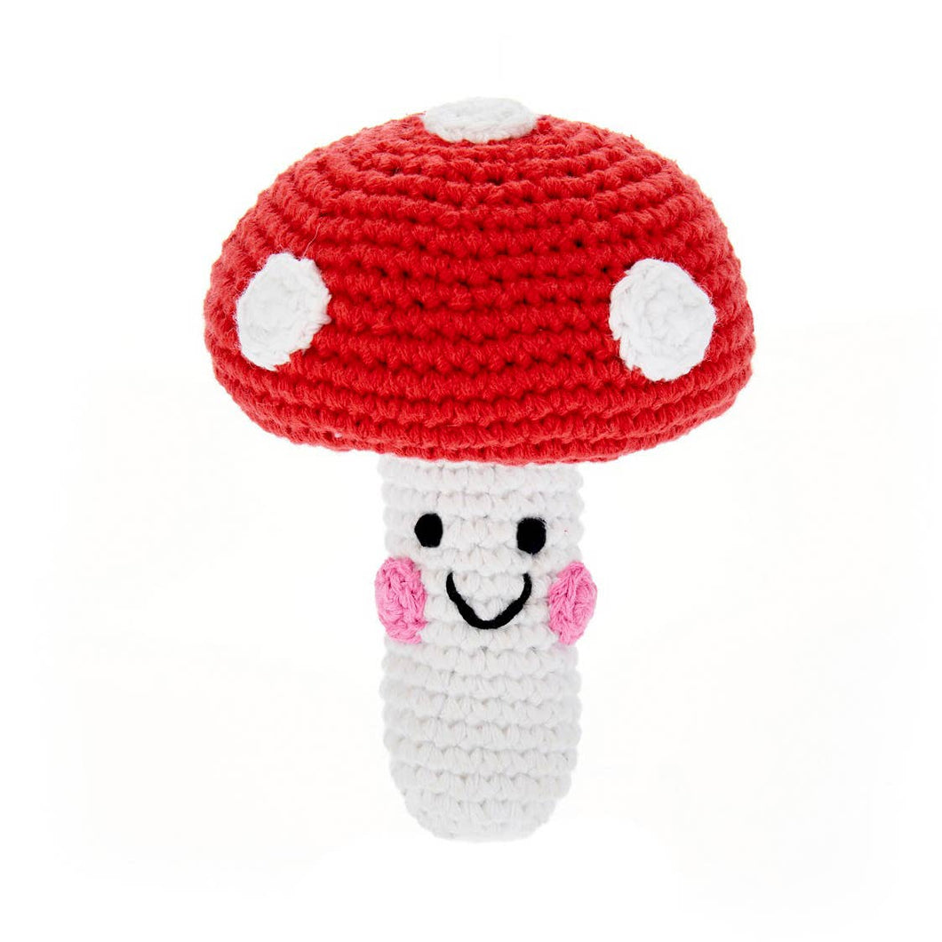 Red Mushroom Crochet Rattle Plushie