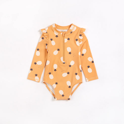 Pineapples on Sunset Long Sleeve One-Piece Swimsuit