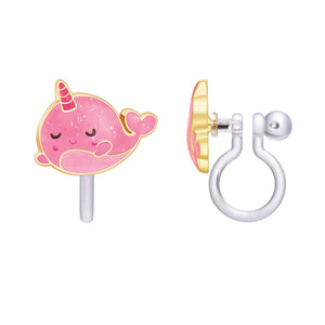 Pink Mystic Narwhal Clip On Earrings