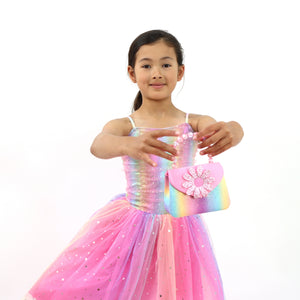 Rainbow Ruched Sparkle Party Dress