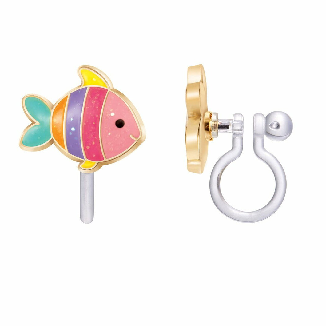 Rainbow Fish Clip on Earrings
