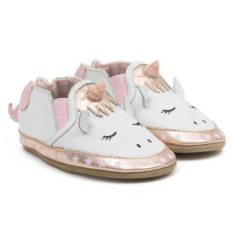 Evie White Unicorn Soft Soles Shoe
