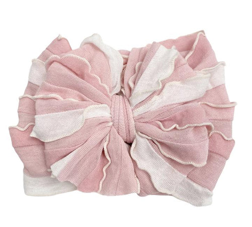 Tickled Pink Stripe Bow Headband