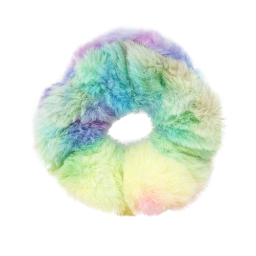Rainbow Fur Scrunchie