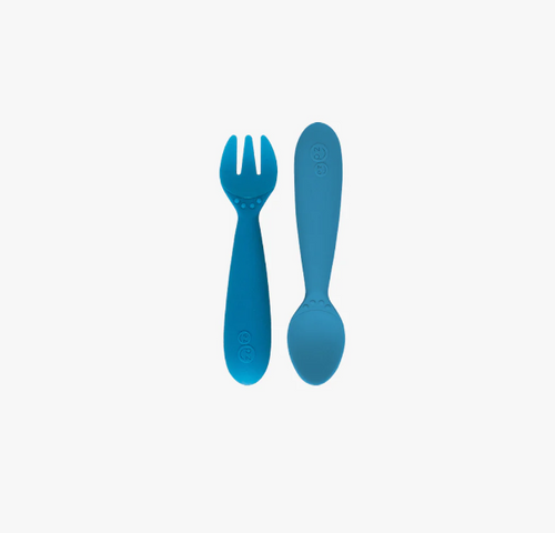 EZPZ Mini Utensils Fork & Spoon Set - Blue