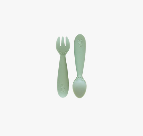 EZPZ Mini Utensils Fork & Spoon Set - Sage