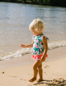 6yrs - Seashell Ruffle Short Sleeve Set Bikini in Paradise Island