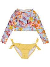 Boho Tropical Sustainable Long Sleeve Rash Top Bikini Set