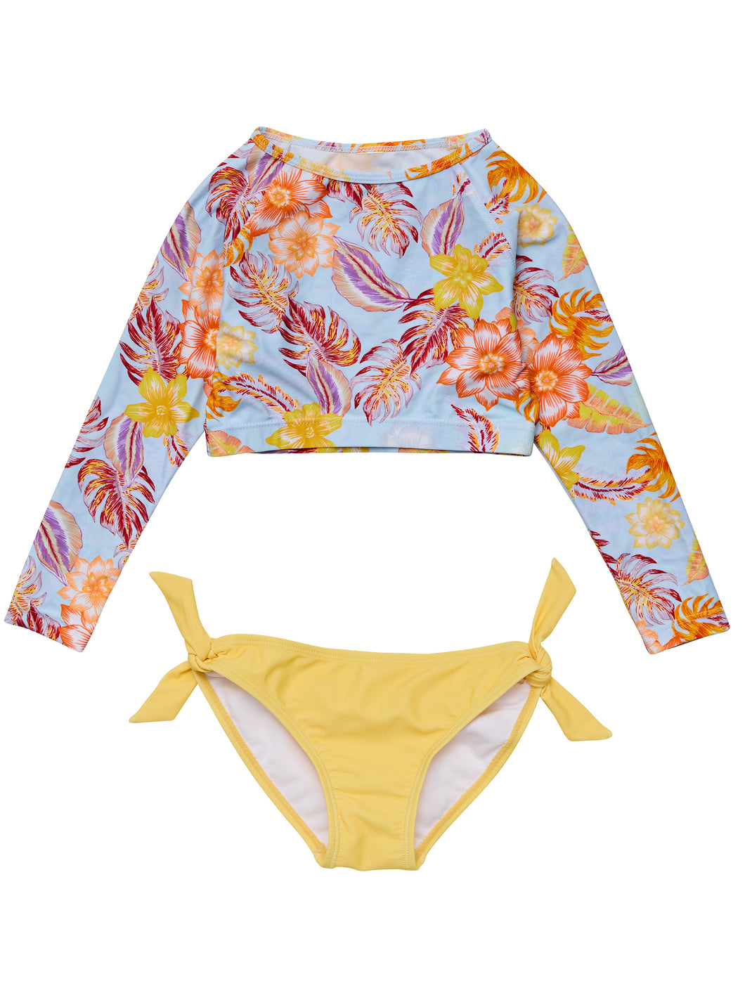 Boho Tropical Sustainable Long Sleeve Rash Top Bikini Set