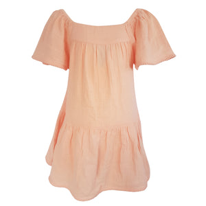 Flutter Sleeve Dress in Peach