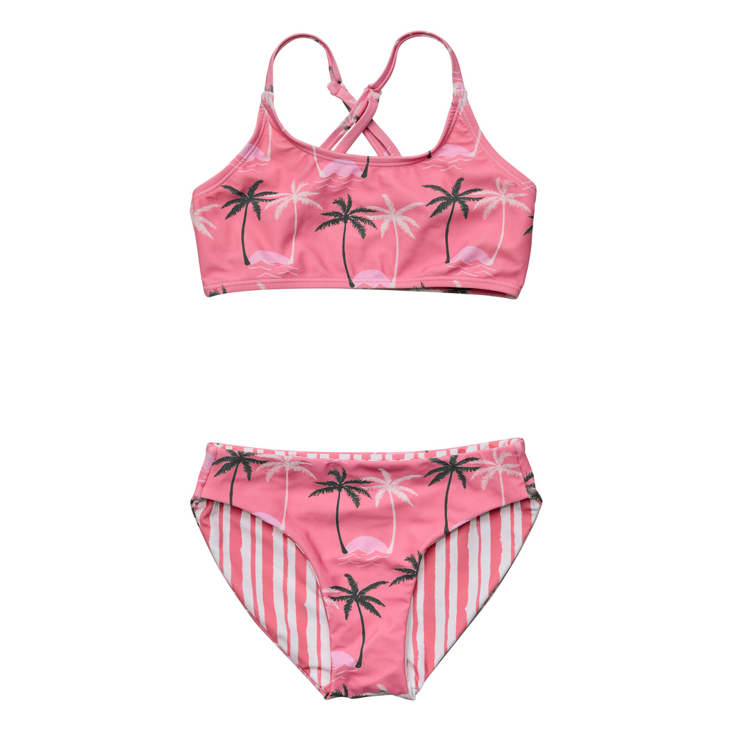 7-8yrs REVERSIBLE Palm Paradise Sustainable X-Back Bikini