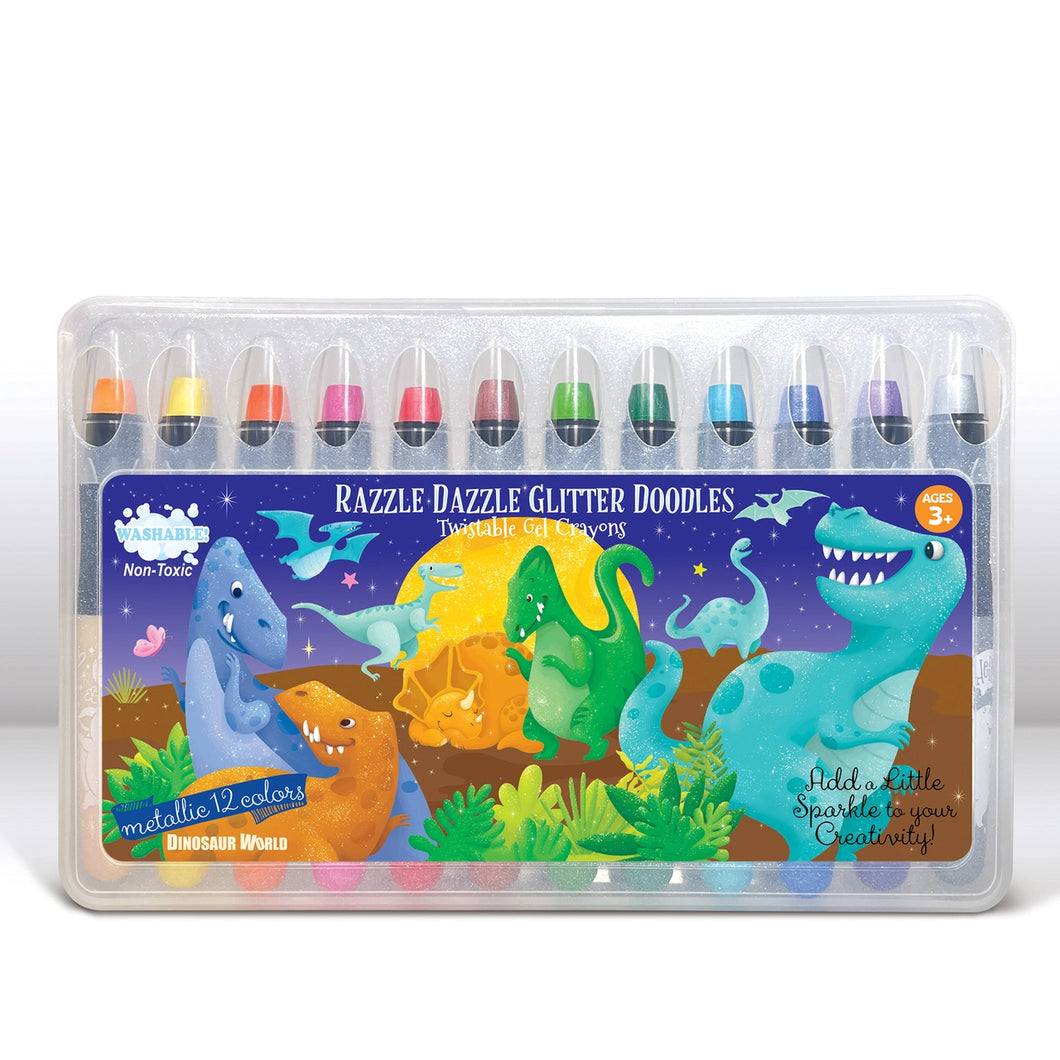 Razzle Dazzle Glitter Doodle Gel Crayons - Dinosaur World