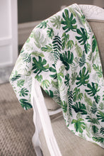 Cotton Muslin Swaddle Blanket in Tropical Leaf