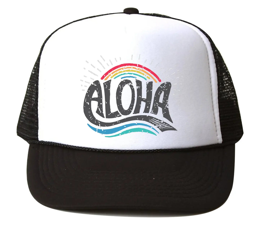 Aloha Rainbow Black Trucker Hat
