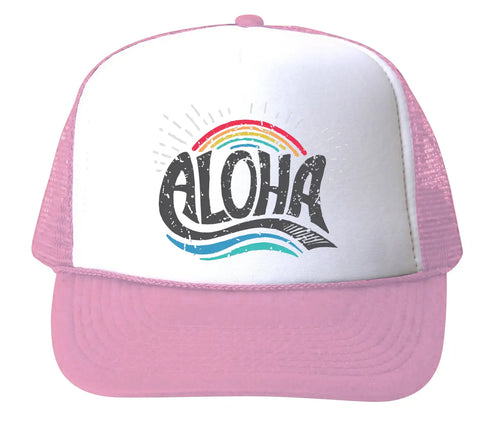 Aloha Rainbow Pink Trucker Hat