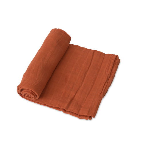Cotton Muslin Swaddle Blanket in Rust