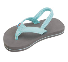 Kids Grombow - Soft Rubber Top Sole with 1/2" Narrow Strap and Pin line in Aqua