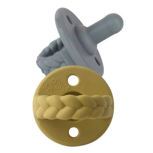 Sweetie Soother Pacifier Set (2-pack) - Mustard + Gray Braids