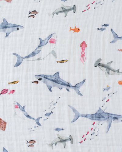 Cotton Muslin Swaddle in Shark